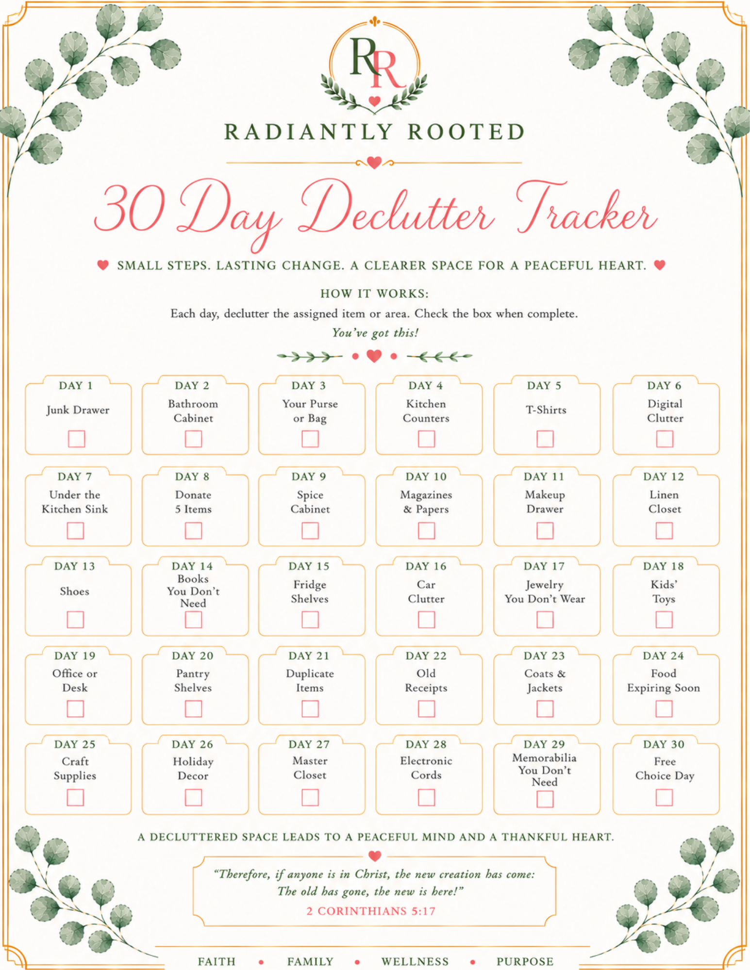 30 Day Declutter Tracker