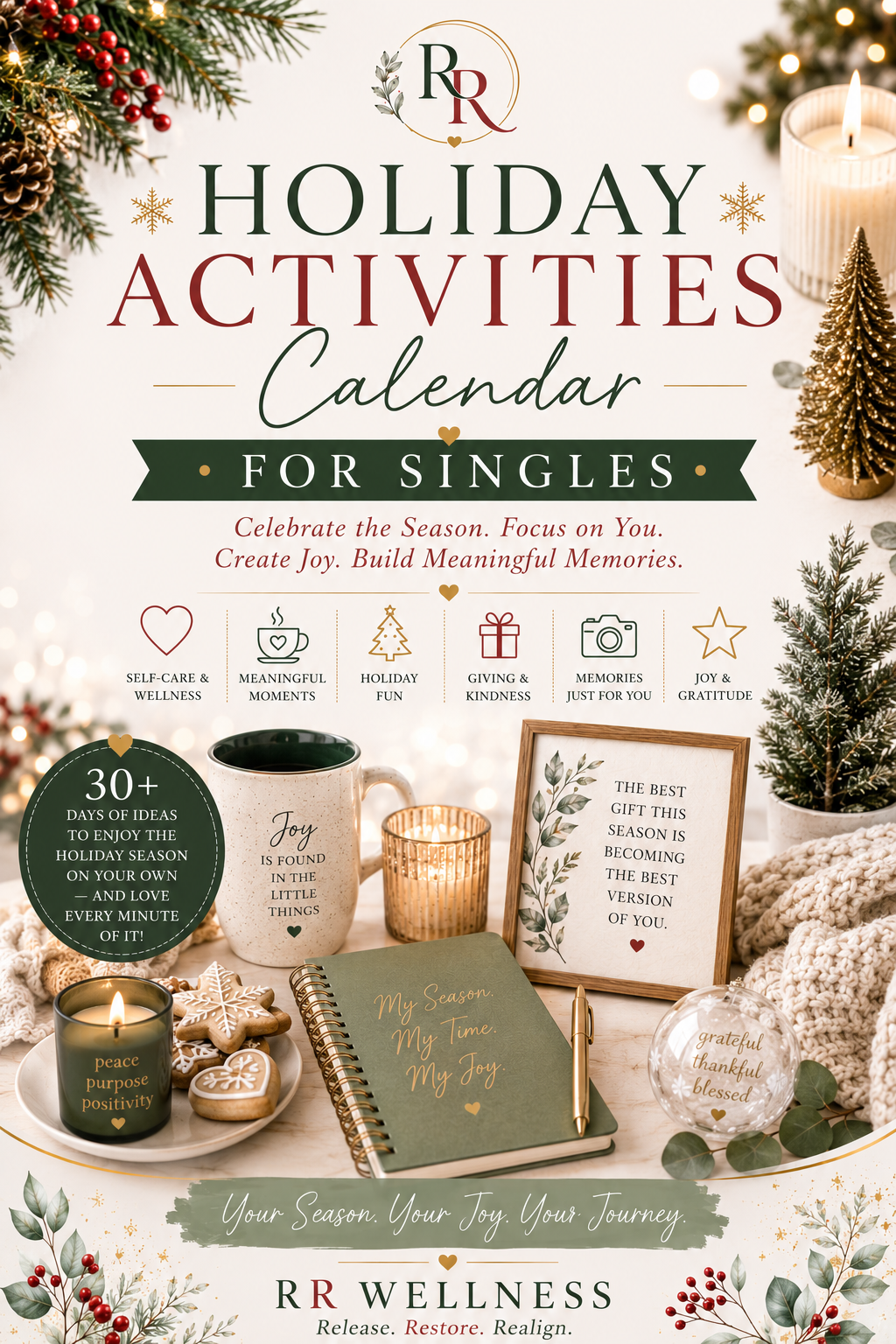 Holiday Activities Calendar for Singles – 30+ Days to Celebrate You